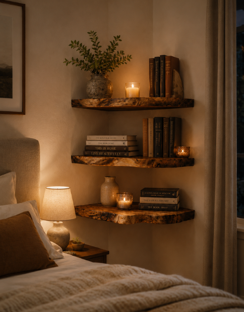 Custom Floating Shelf Live Edge WFSHCH011