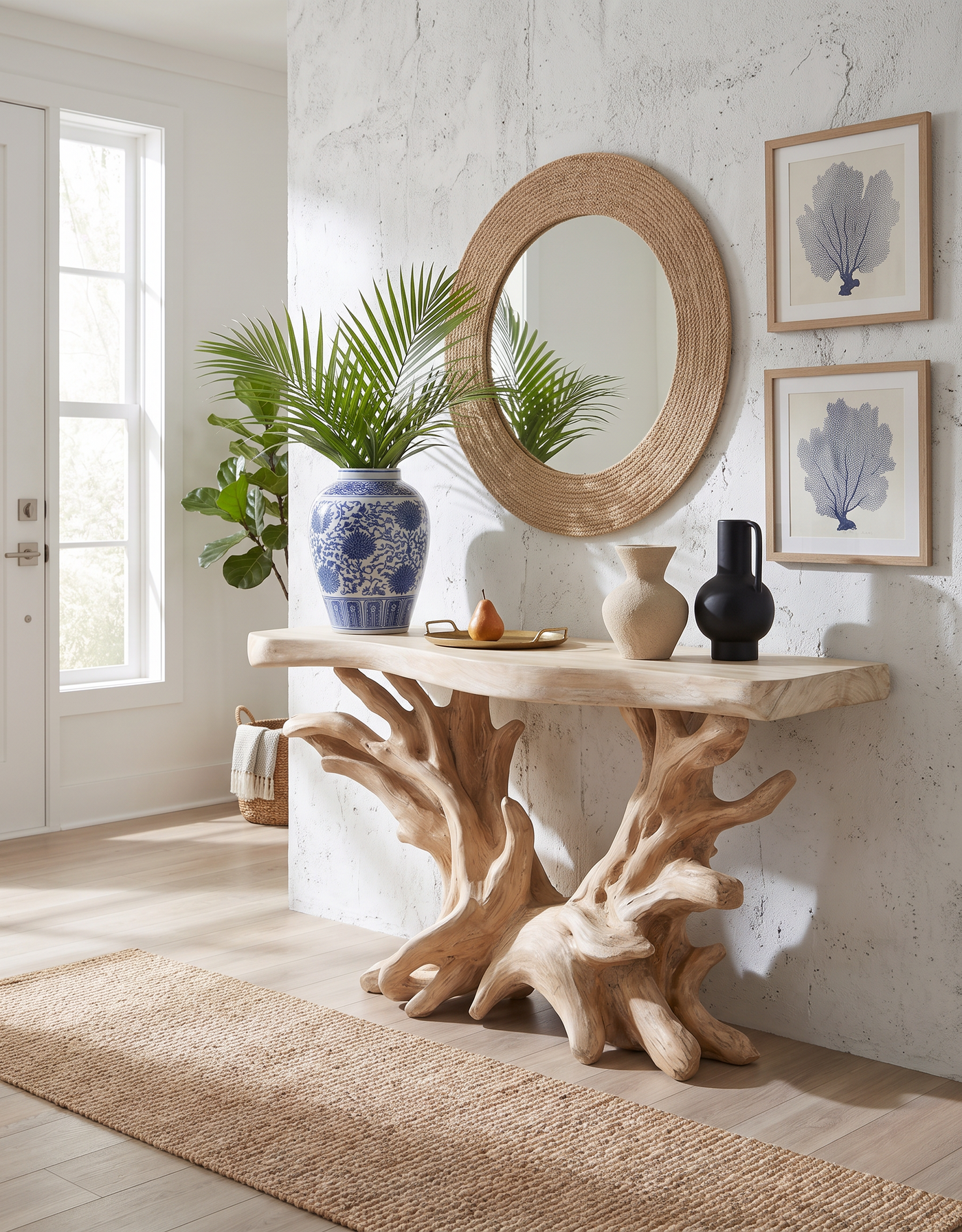 Coastal Rustic Organic Console Table Living Room And Bedroom CTHCH-023