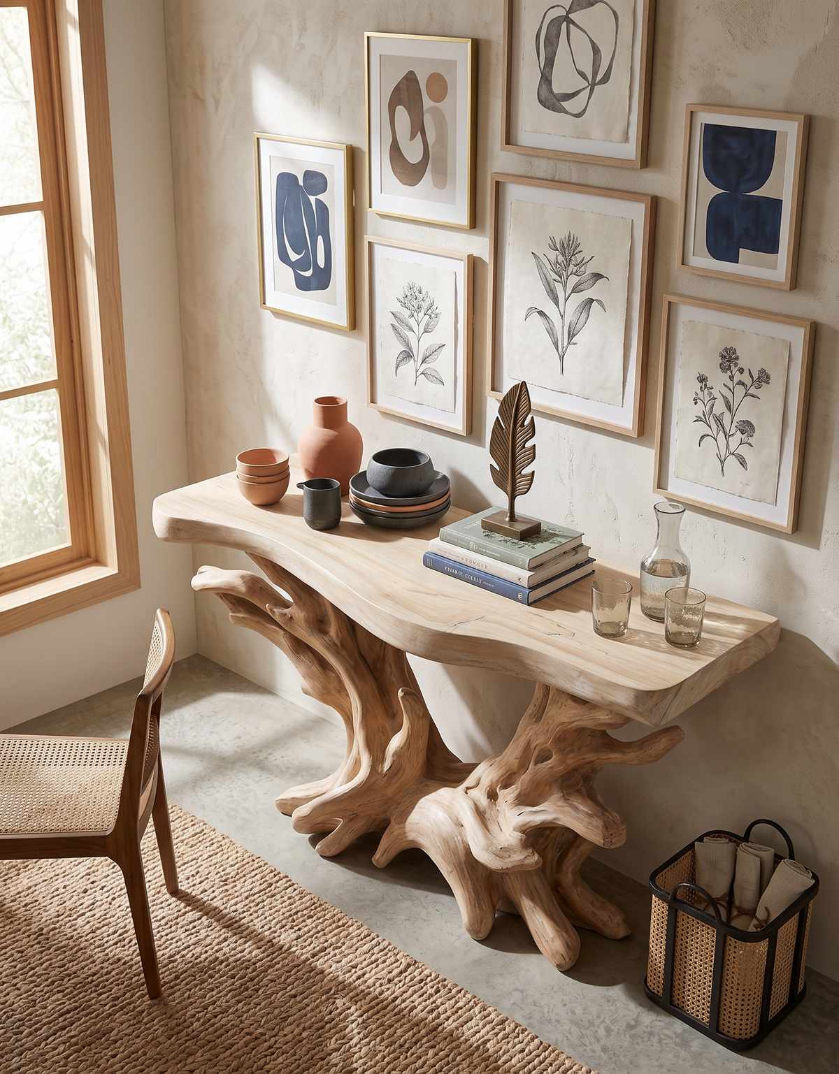 Coastal Rustic Organic Console Table Living Room And Bedroom CTHCH-023