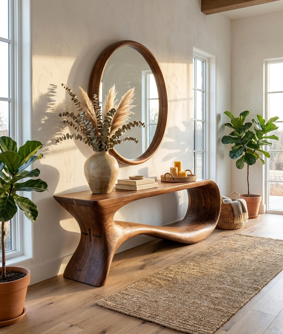 Mid Century Curved Console Table Modern Hallway Living CTHCH-011