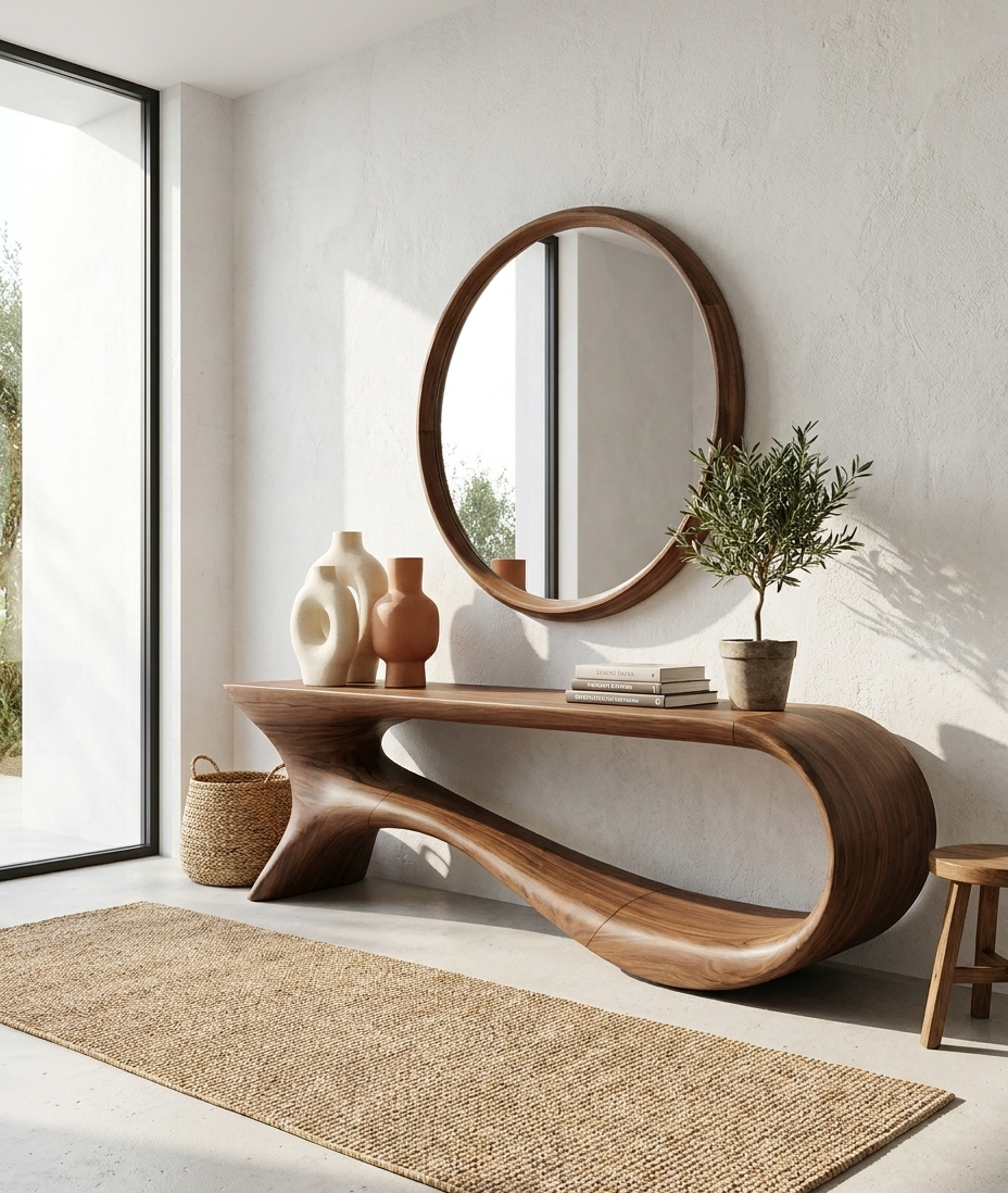 Mid Century Curved Console Table Modern Hallway Living CTHCH-011