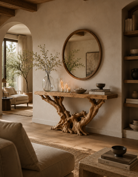 Rustic Live Edge Console Table for Entryway CTHCH-003