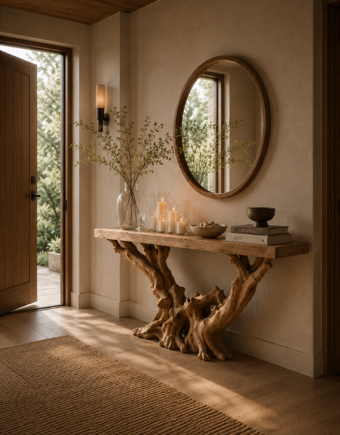 Rustic Live Edge Console Table for Entryway CTHCH-003