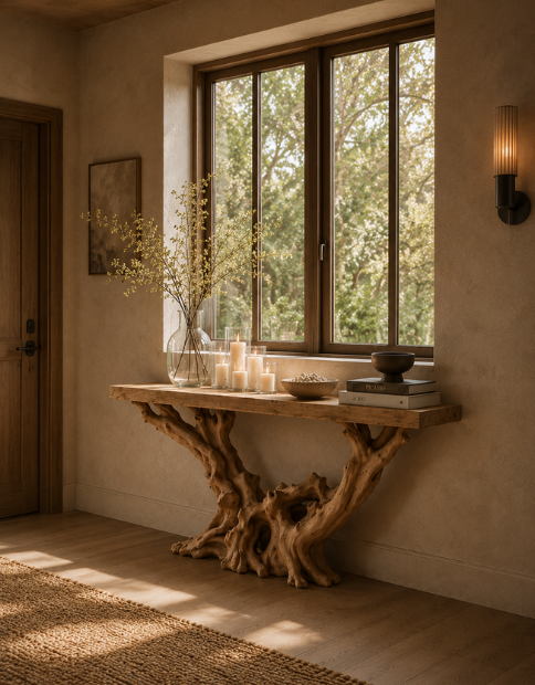 Rustic Live Edge Console Table for Entryway CTHCH-003