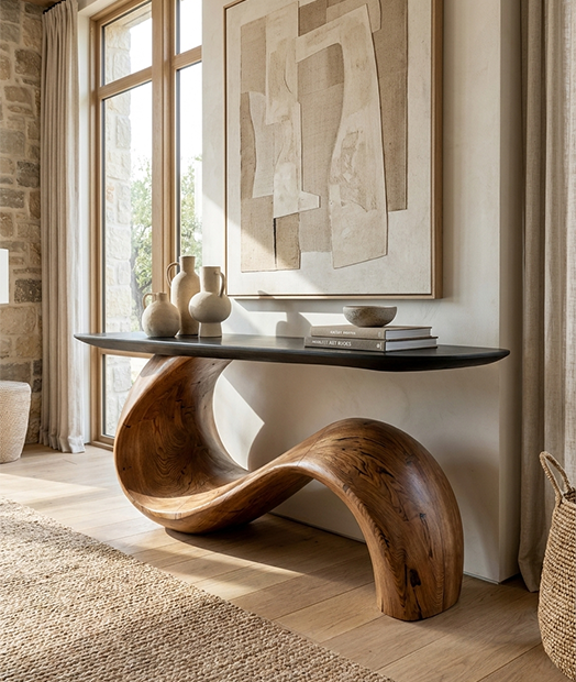 Mid-Century Sculptural Entryway Console Table CTHCH-006