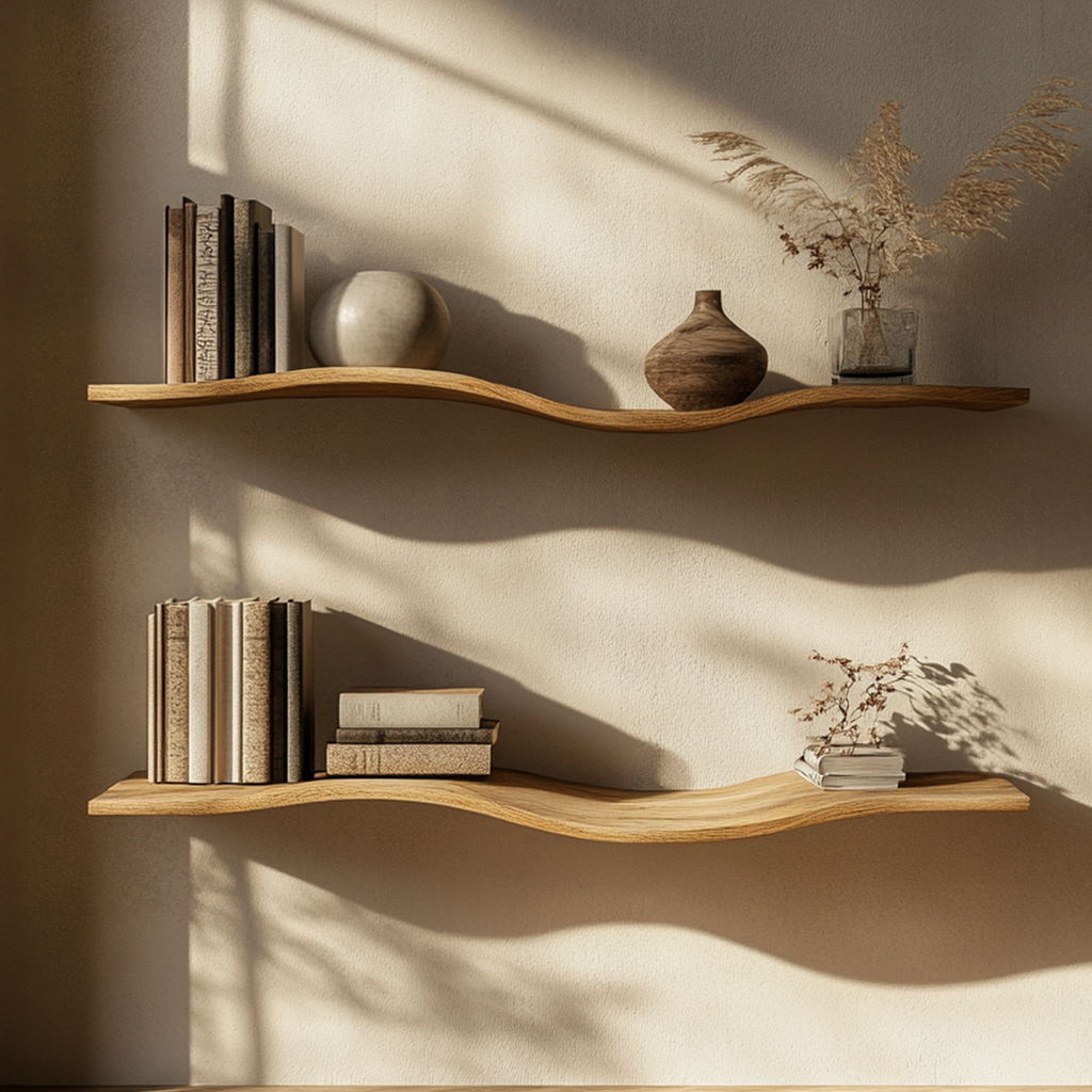 Wavy Wall Shelf Long Floating Shelf Bed Room Modern Design WFSHCH010