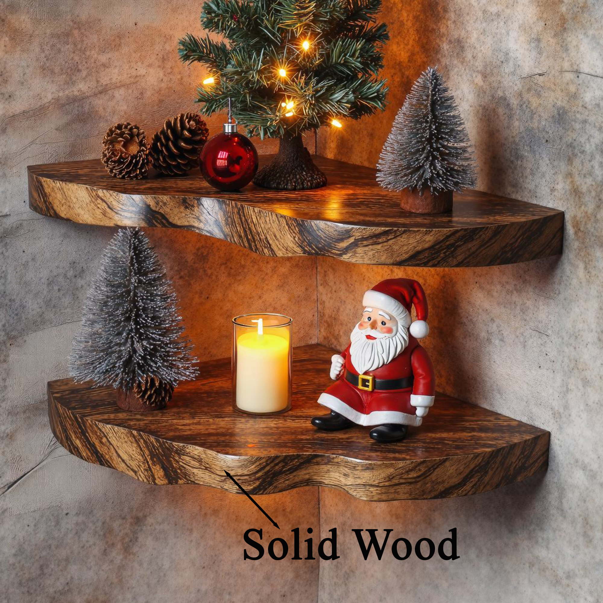 Christmas Corner Shelf Floating Shelf Live Edge Christmas Decor CFSHCH016