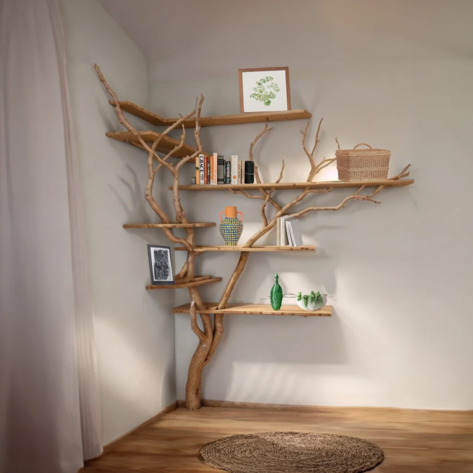Tree Bookshelf Driftwood Branch Wall Mount