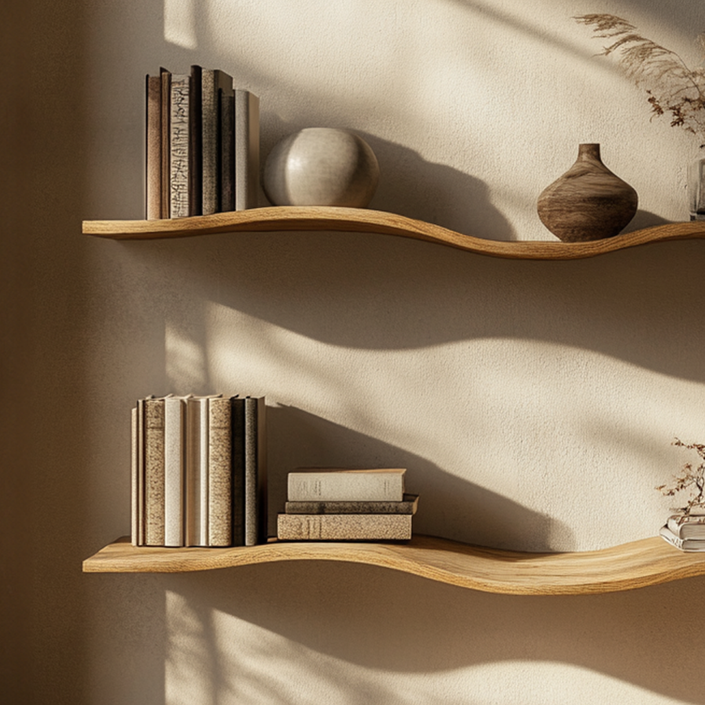 Wavy Wall Shelf Long Floating Shelf Bed Room Modern Design WFSHCH010