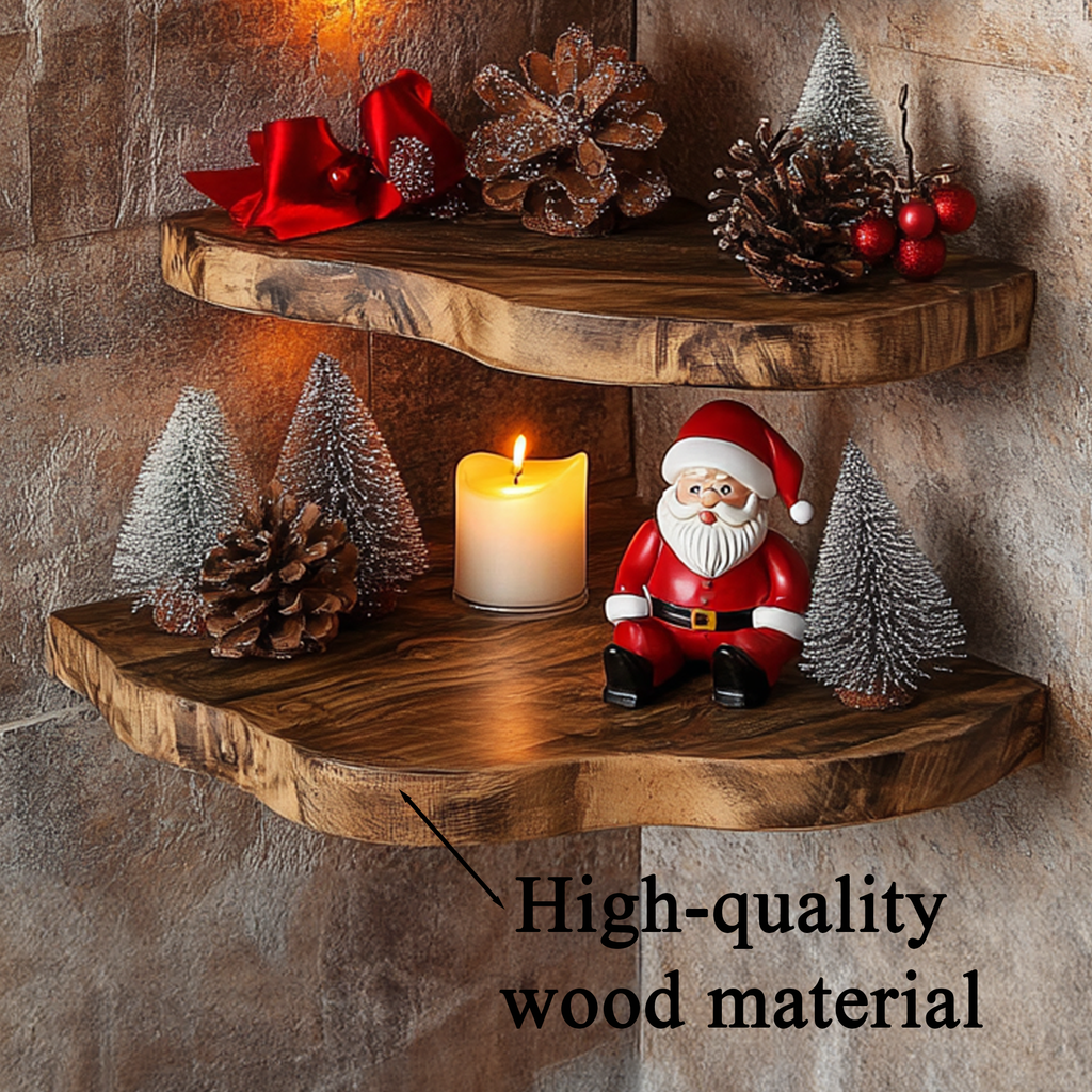Floating Corner Shelf Xmas Walnut Floating Shelf Christmas Decor CFSHCH009