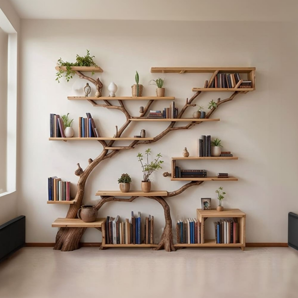 Tree Book Shelf Modern Bookshelf Driftwood Shelf