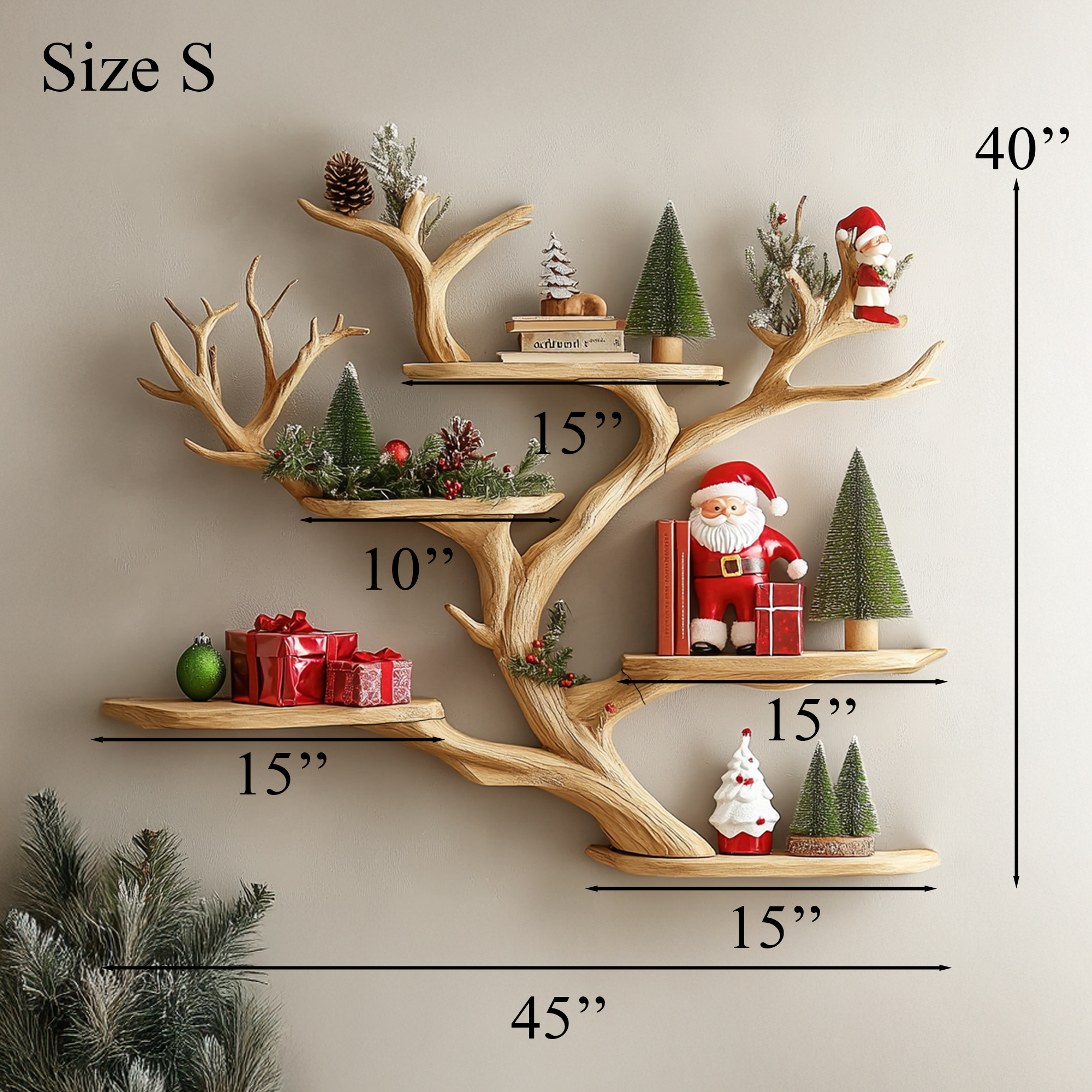Branch Tree Shelf Floating Corner Shelf Mid Century