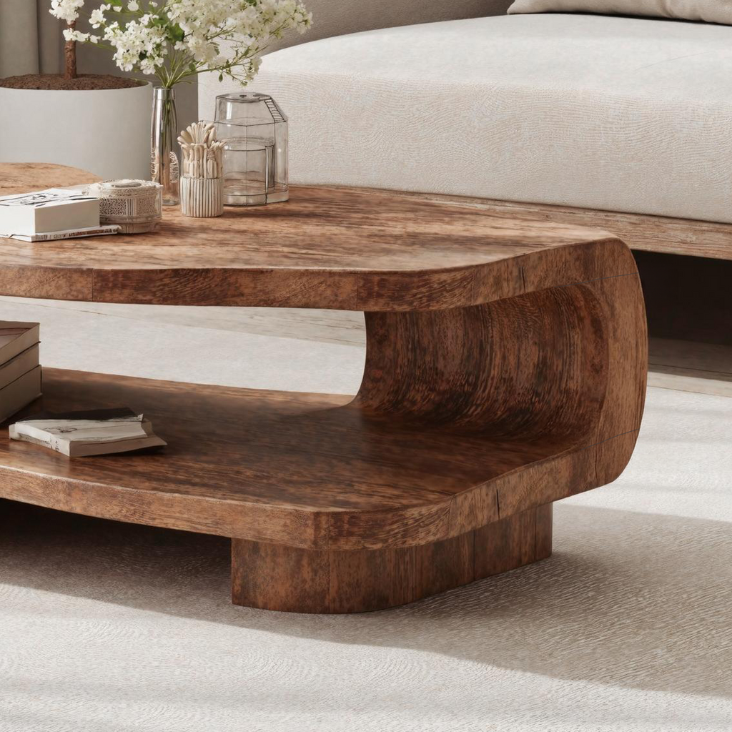 Farmhouse Wooden Coffee Table For Entryway Accent CTHCH024