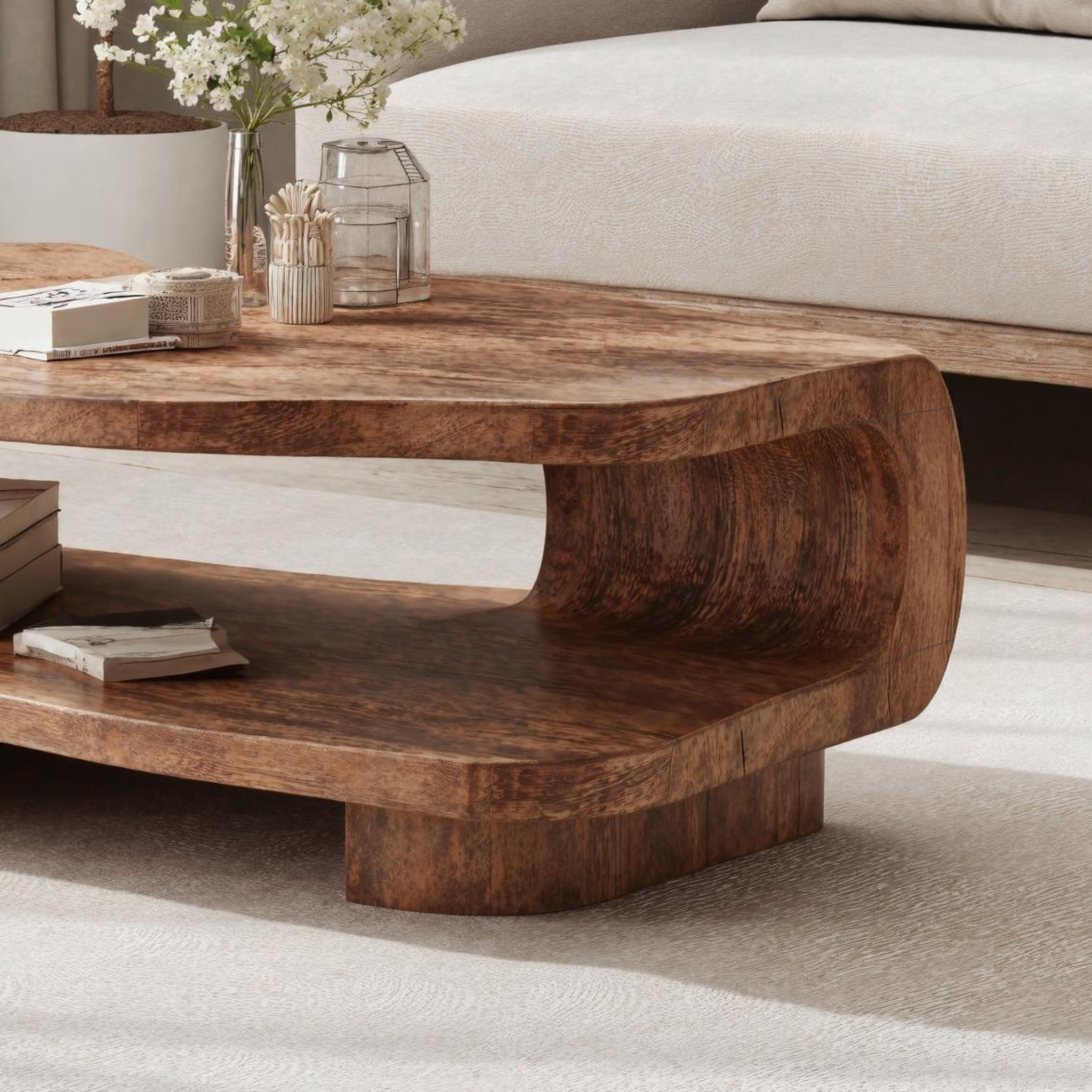 Farmhouse Wooden Coffee Table For Entryway Accent CTHCH024