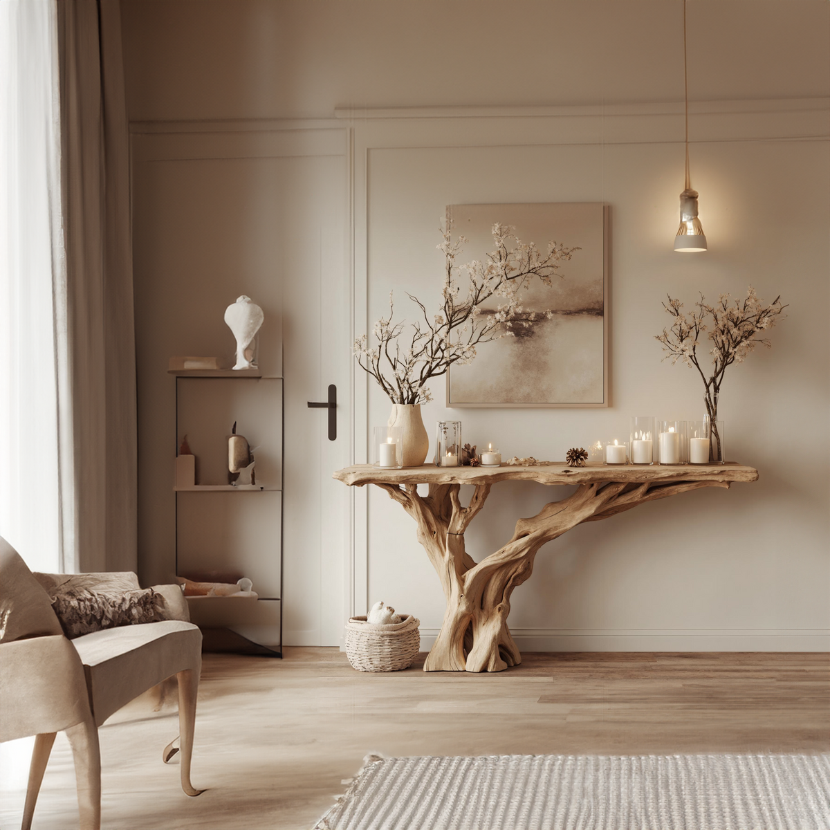 Narrow Floating Live Edge Console Table Home Decor CTHCH-013