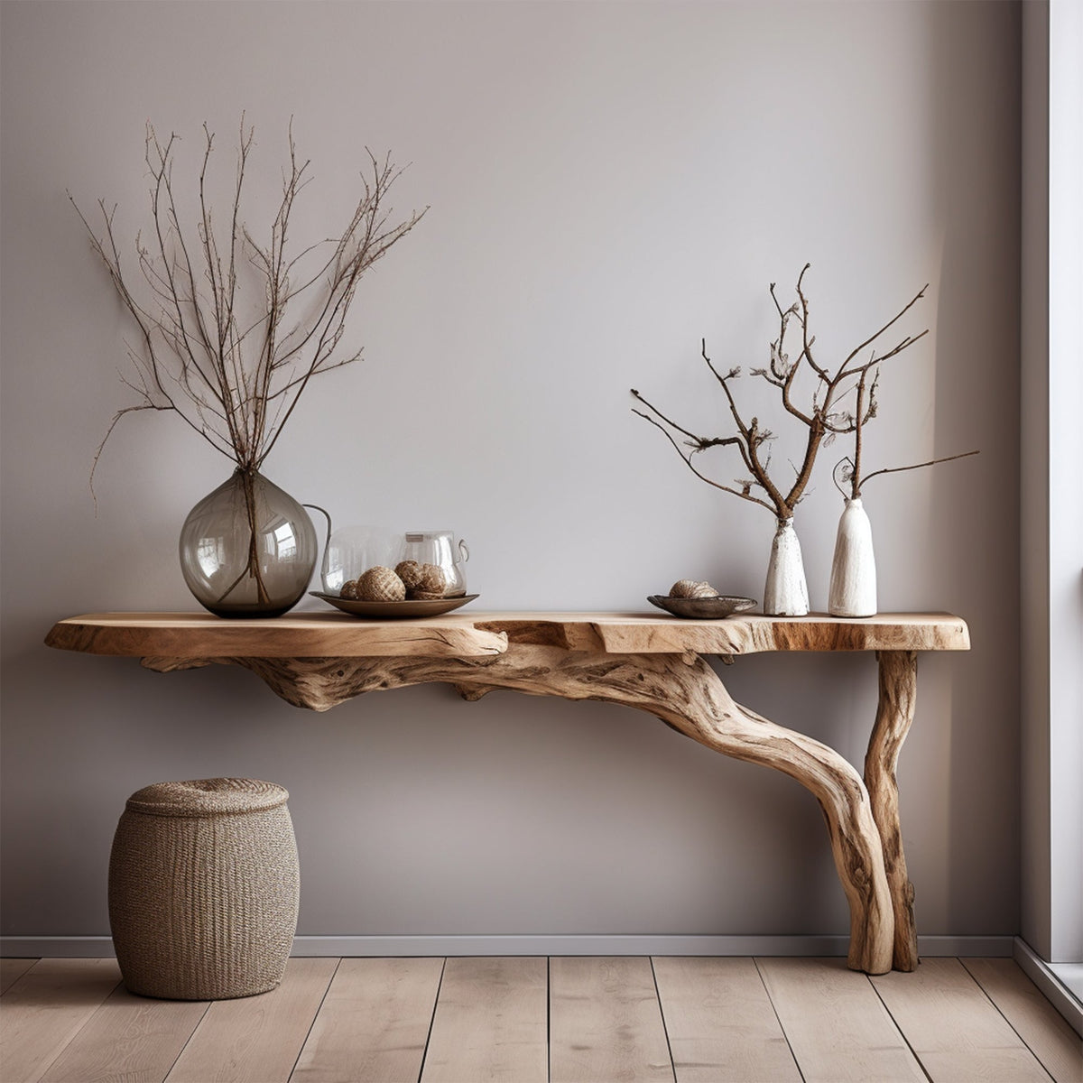 Rustic Wood Floating Side Table for Modern Spaces CTHCH-001