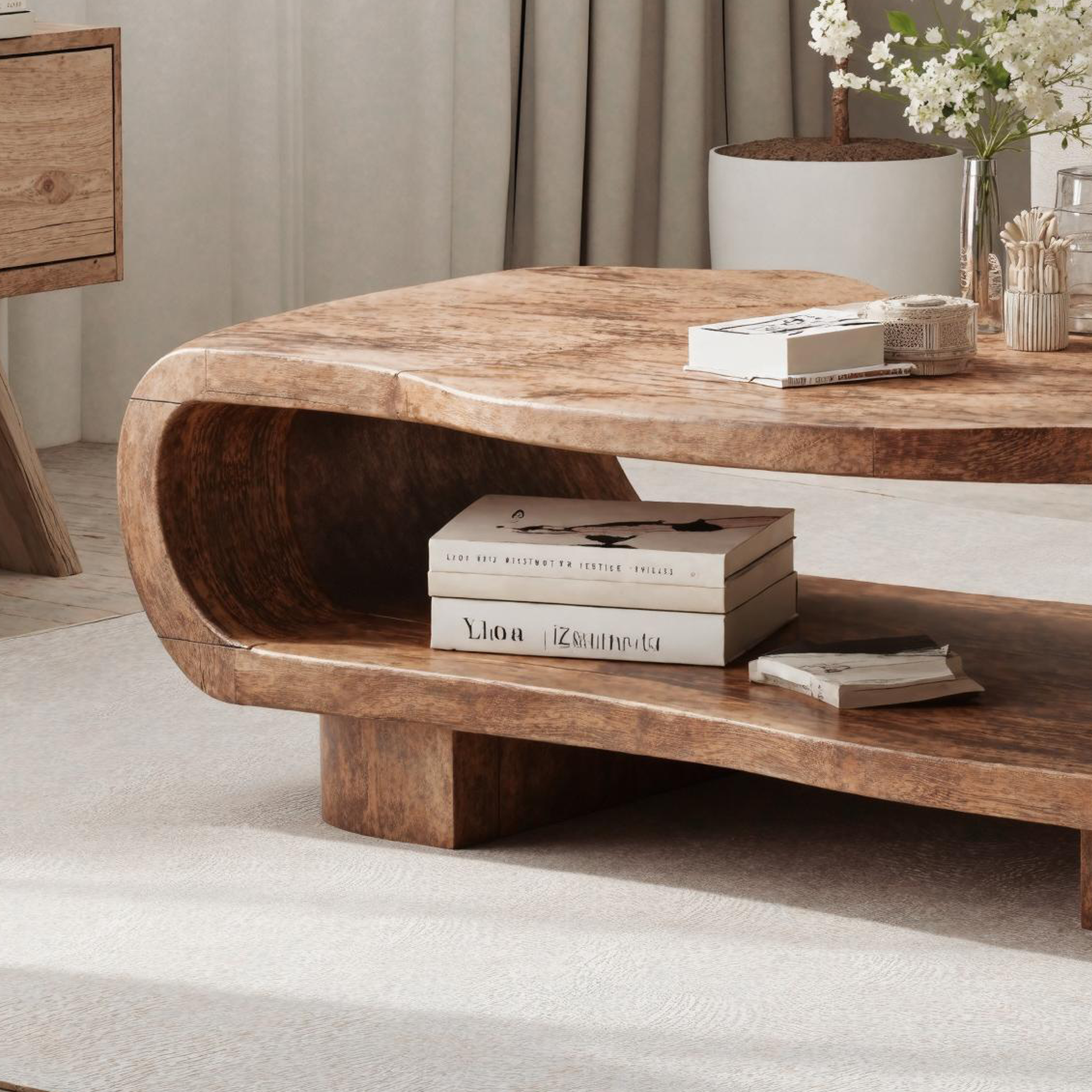 Farmhouse Wooden Coffee Table For Entryway Accent CTHCH024