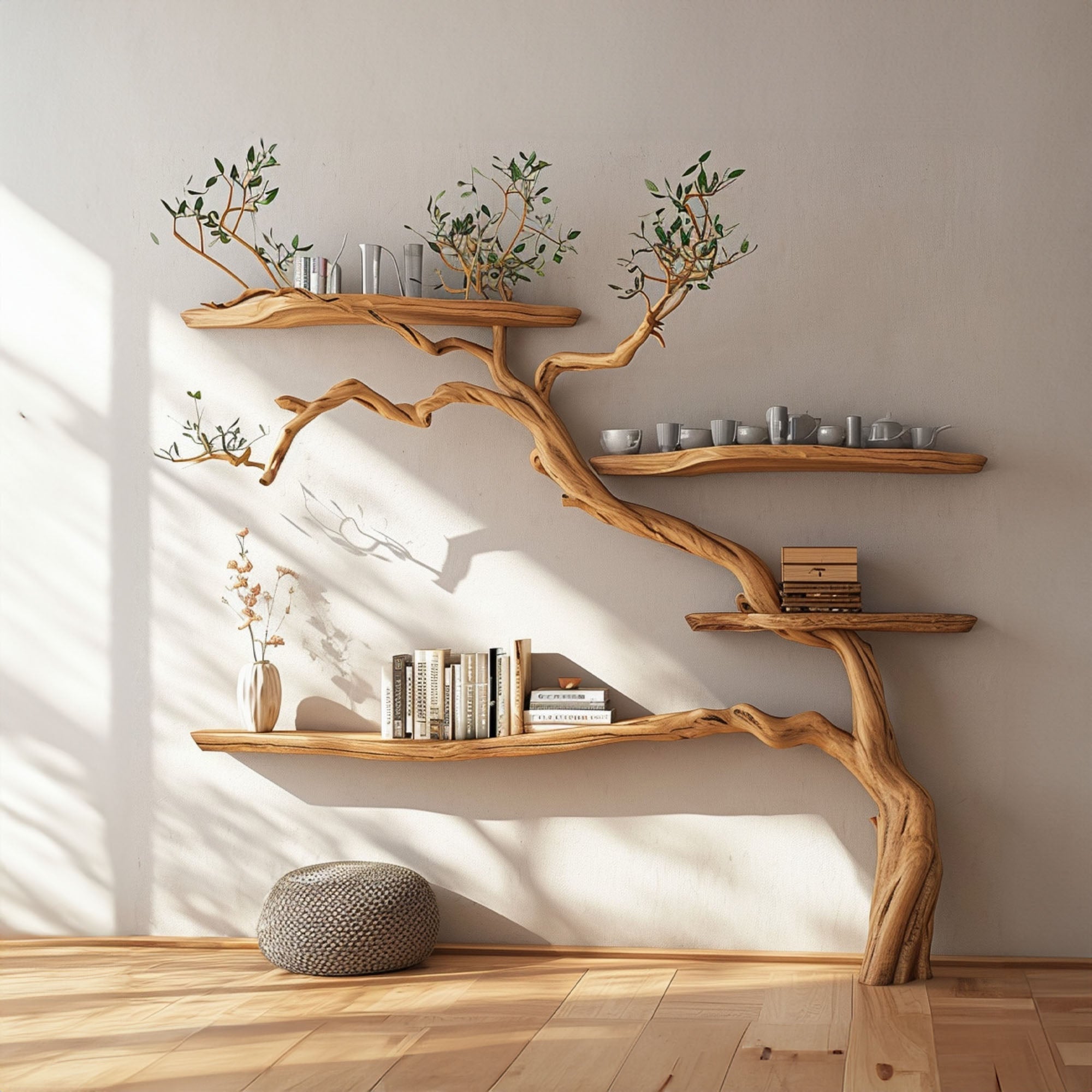 Tree Branch Floating Shelves Montessori Wall Mount Bookshelf