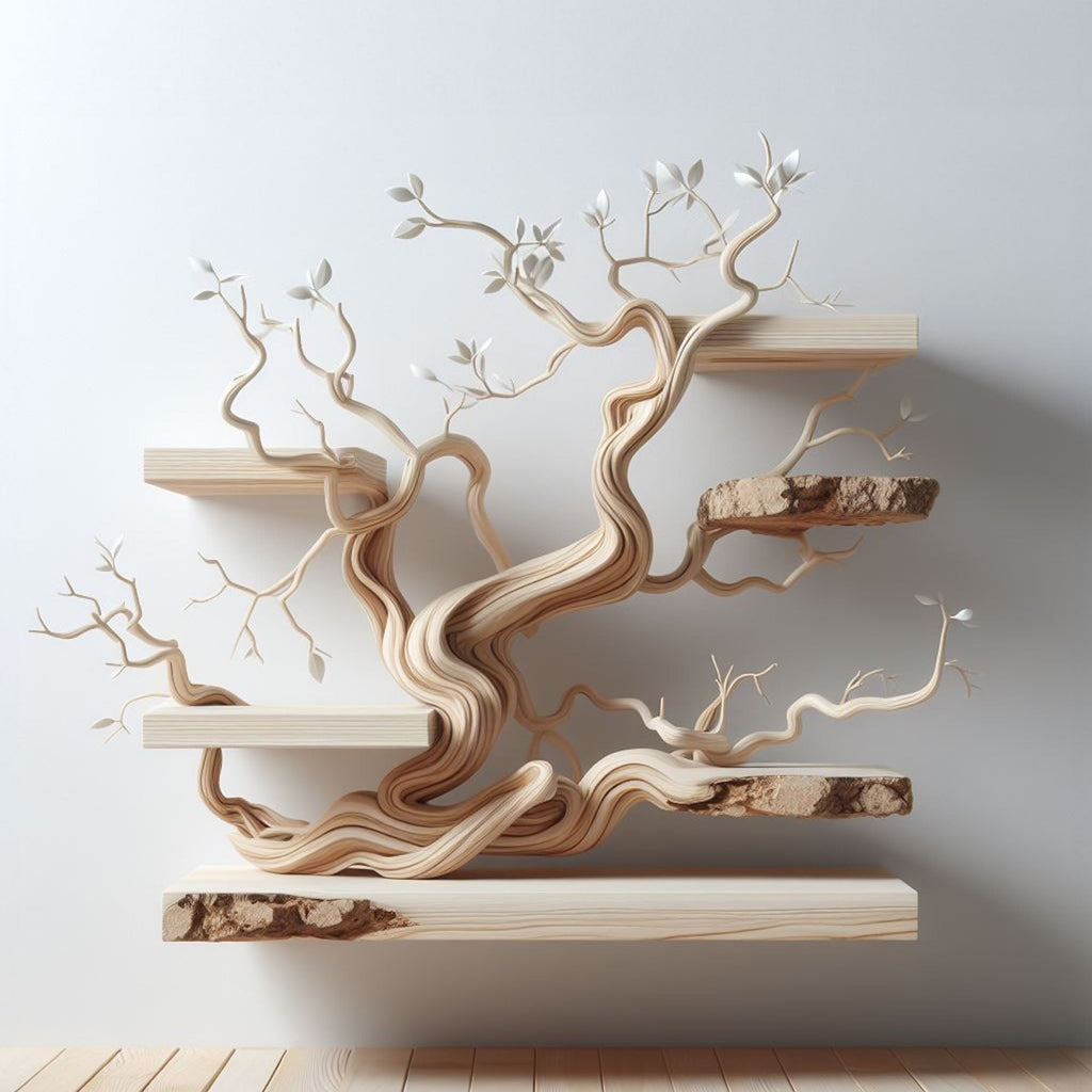 Tree Branch Shelf Live Edge Floating Driftwood Shelf