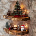 Floating Corner Shelf Xmas Walnut Floating Shelf Christmas Decor CFSHCH009