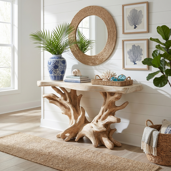 Coastal Rustic Organic Console Table Living Room And Bedroom CTHCH-023