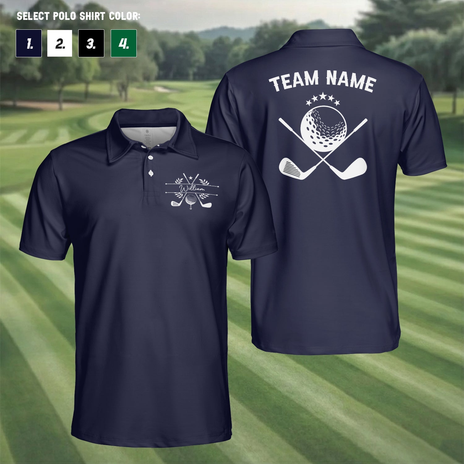 Custom Name Golf Team Polo Shirt