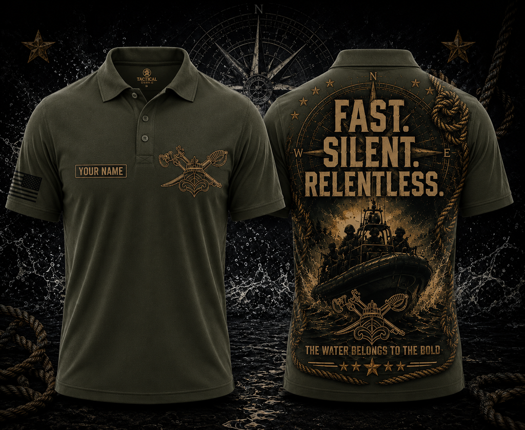 Custom Name Fast Silent Relentless Tactical River Warriors Polo Shirt