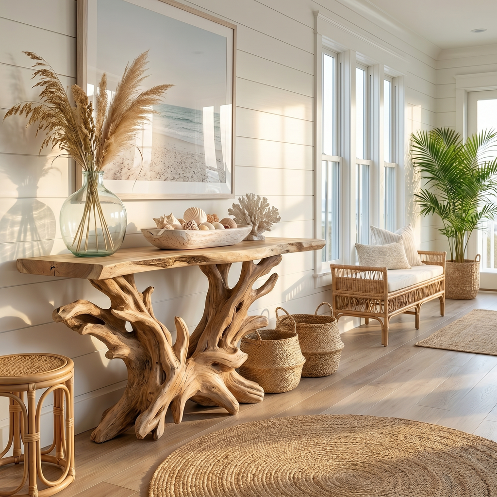 Coastal Rustic Organic Console Table Living Room And Bedroom CTHCH-023