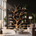Sculptural Tree Bookcase - Artisan Tree-Inspired Wall Unit