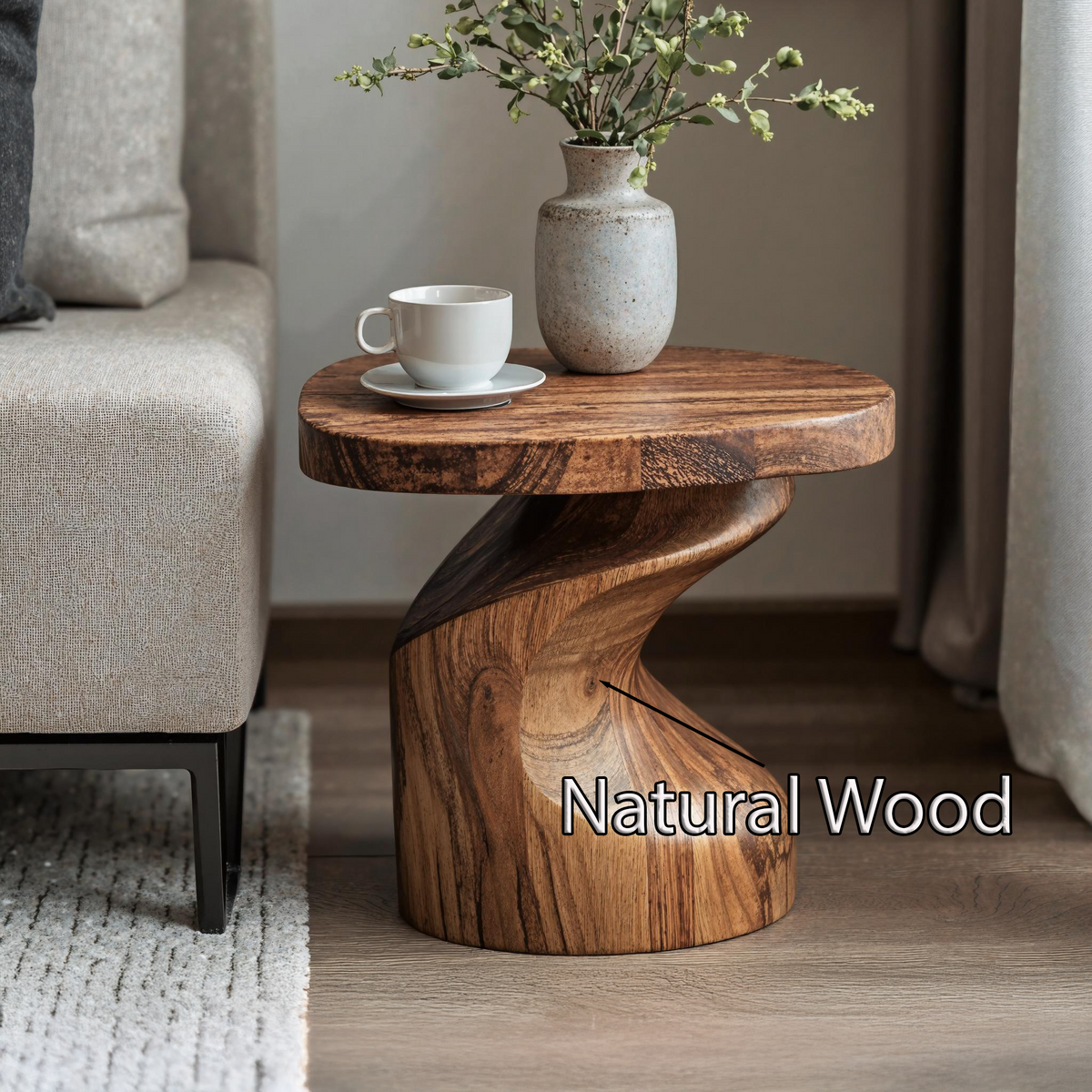 Handcrafted Wood End Table For Natural And Cozy Touch ETHCH004