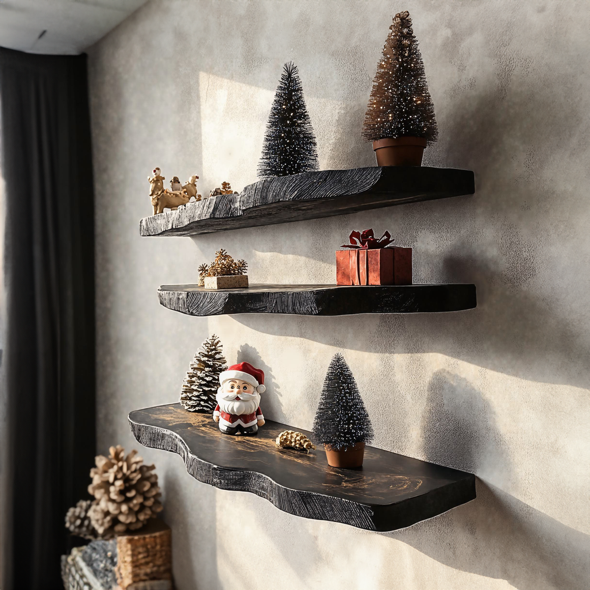 Black Floating Shelf Live Edge Xmas Floating Shelf Plans WFSHCH019