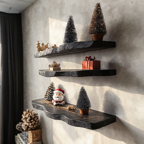 Black Floating Shelf Live Edge Xmas Floating Shelf Plans WFSHCH019