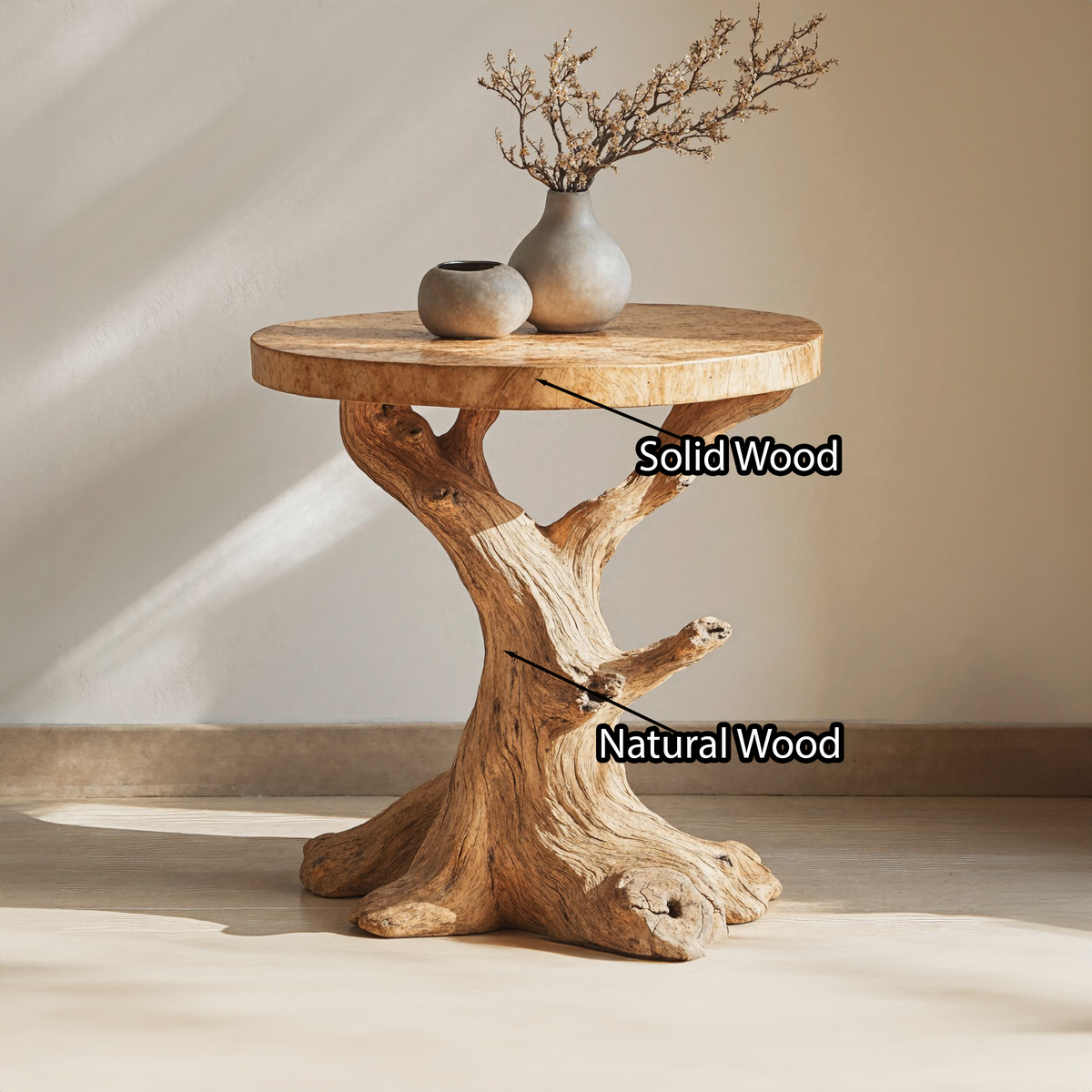 Handcrafted Solid Wood End Table Side Table ETHCH005
