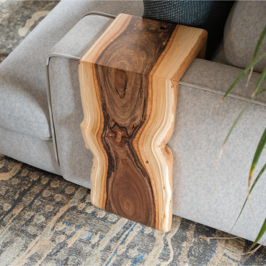 Handcrafted Sofa Armrest Table With Functional Storage Space ETHCH008