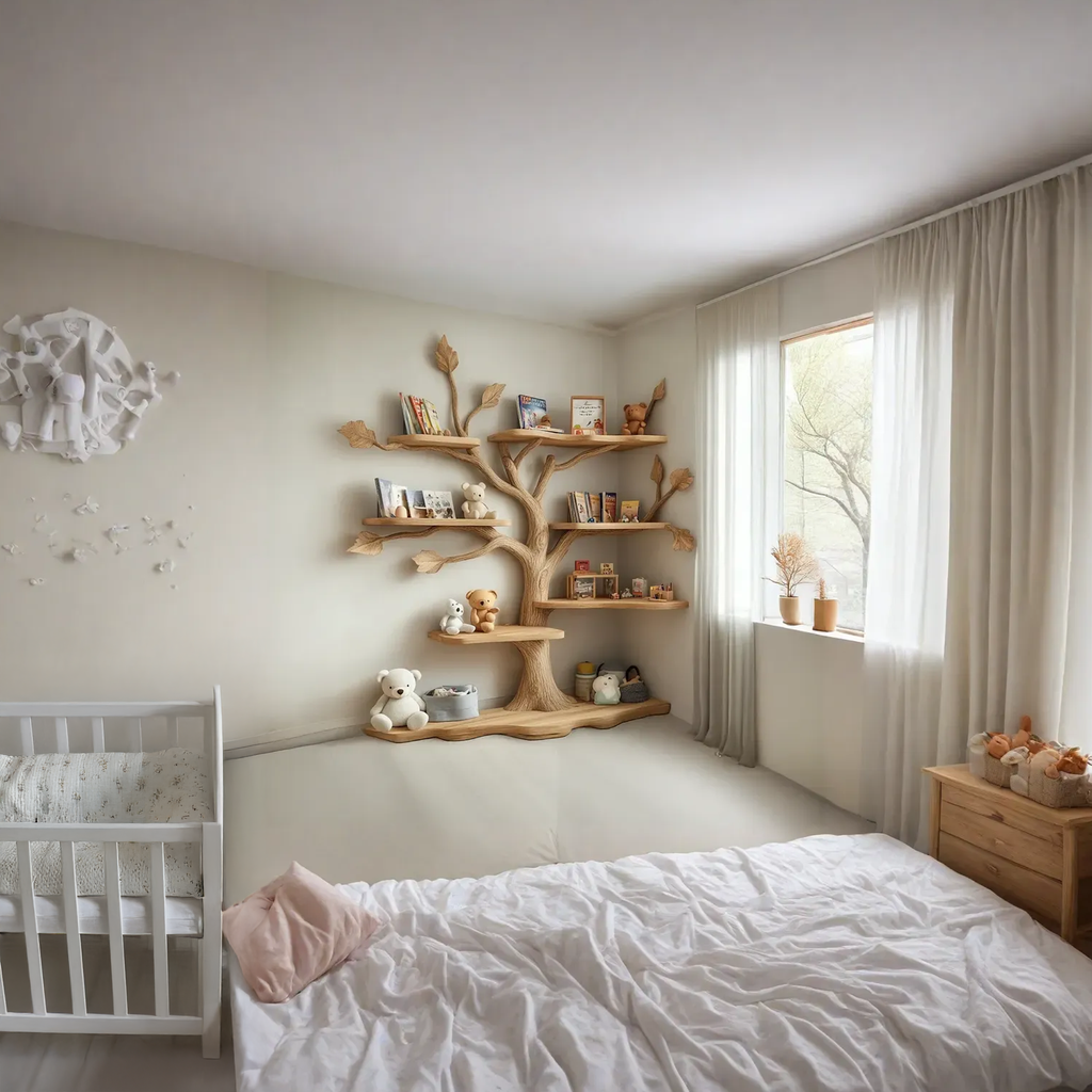 Tree Kids Bookshelf Natural Trees Handmade Baby Room Decor