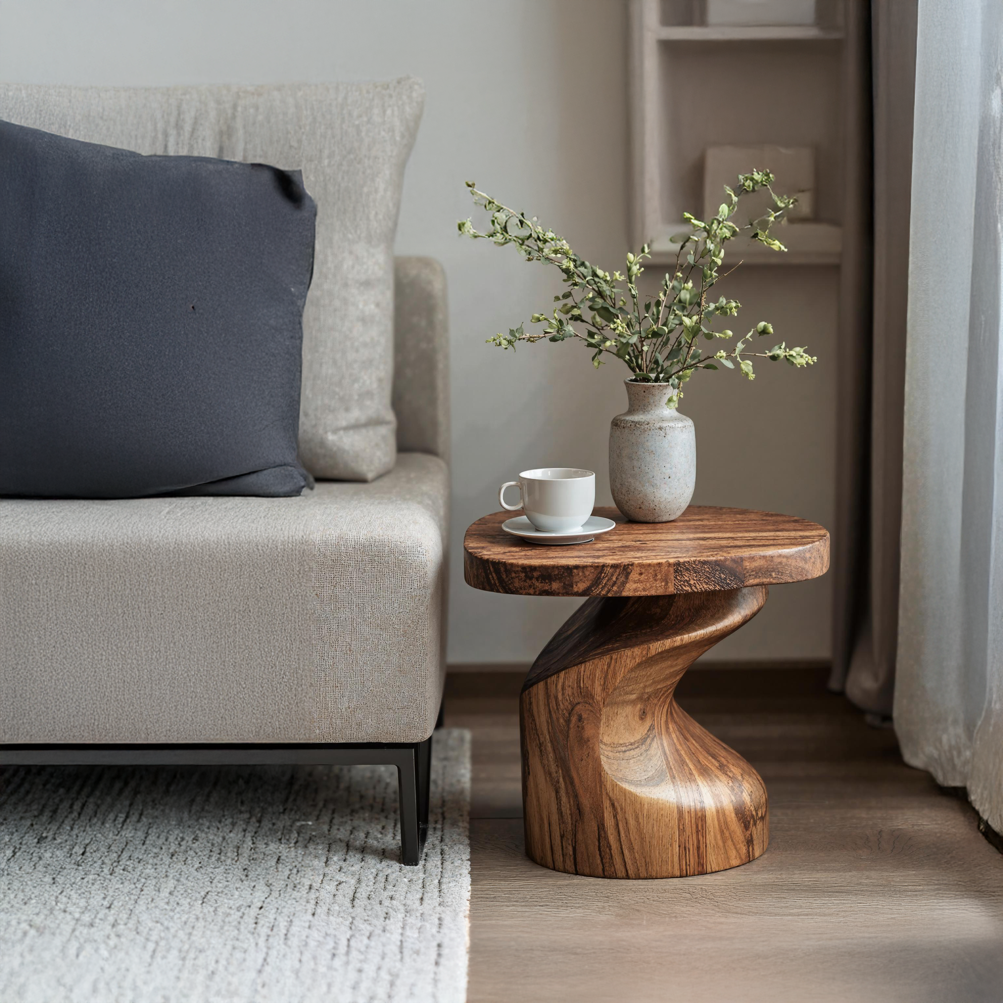 Handcrafted Wood End Table For Natural And Cozy Touch ETHCH004