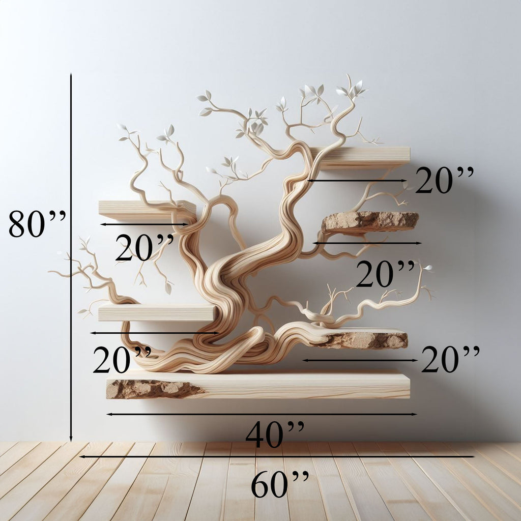 Tree Branch Shelf Live Edge Floating Driftwood Shelf