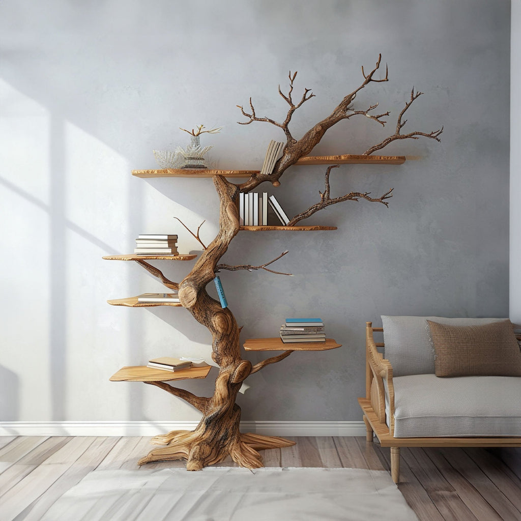 Rustic Tree Branch Floating Shelves Nursery Bookshelf