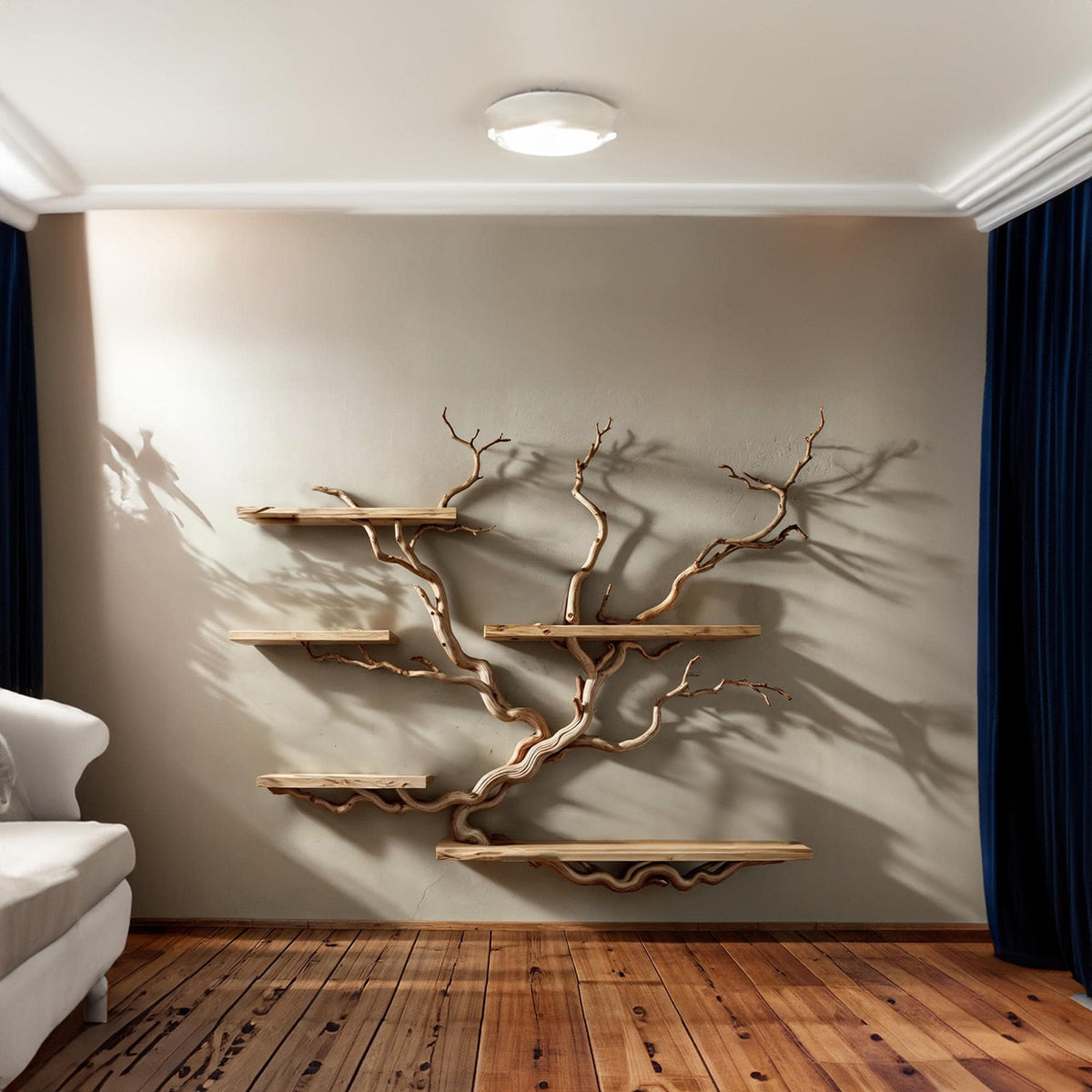 Tree Bookshelf Floating Shelves Driftwood Branch