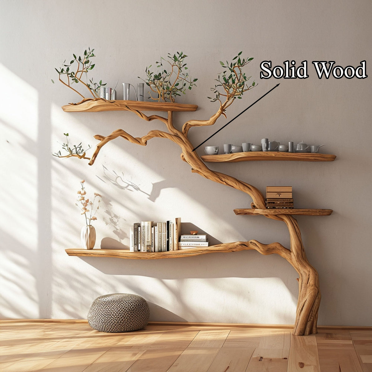 Tree Branch Floating Shelves Montessori Wall Mount Bookshelf