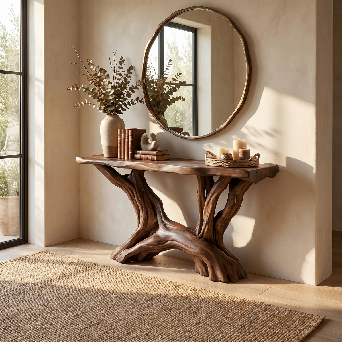 Coastal Rustic Organic Console Table Living Room And Entryway CTHCH-019
