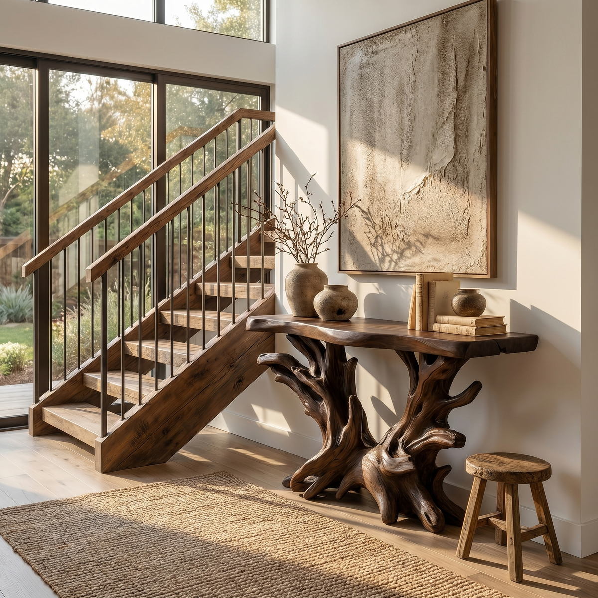 Coastal Rustic Organic Console Table Living Room And Bedroom CTHCH-023