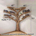 Tree Floating Corner Bookshelf With Corner Bench lshaped