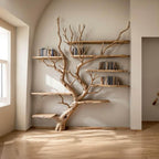 Tree Bookshelf Wall Mount Solid Wood Bookcase