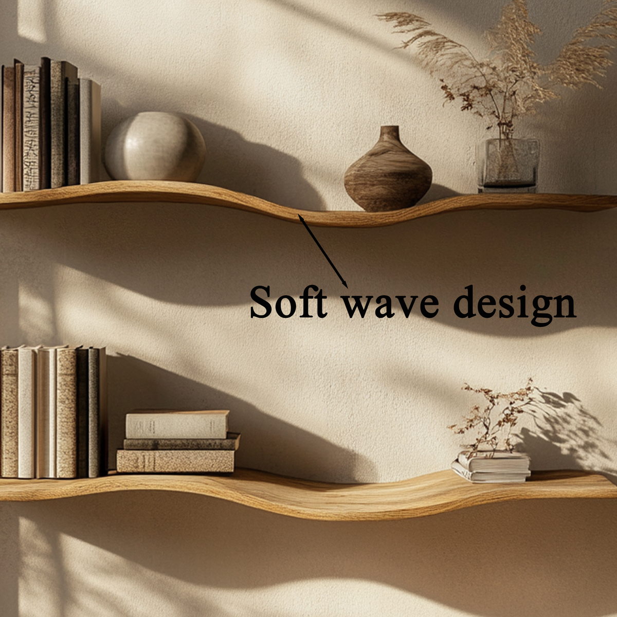 Wavy Wall Shelf Long Floating Shelf Bed Room Modern Design WFSHCH010