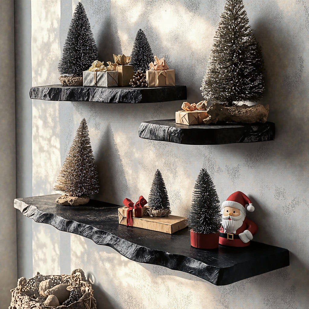 Black Floating Shelf Live Edge Xmas Floating Shelf Plans WFSHCH019