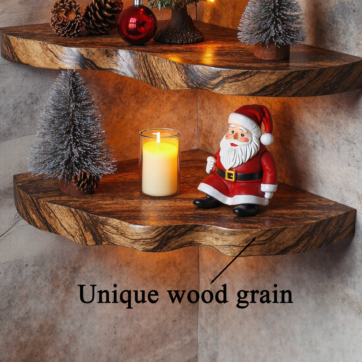 Christmas Corner Shelf Floating Shelf Live Edge Christmas Decor CFSHCH016