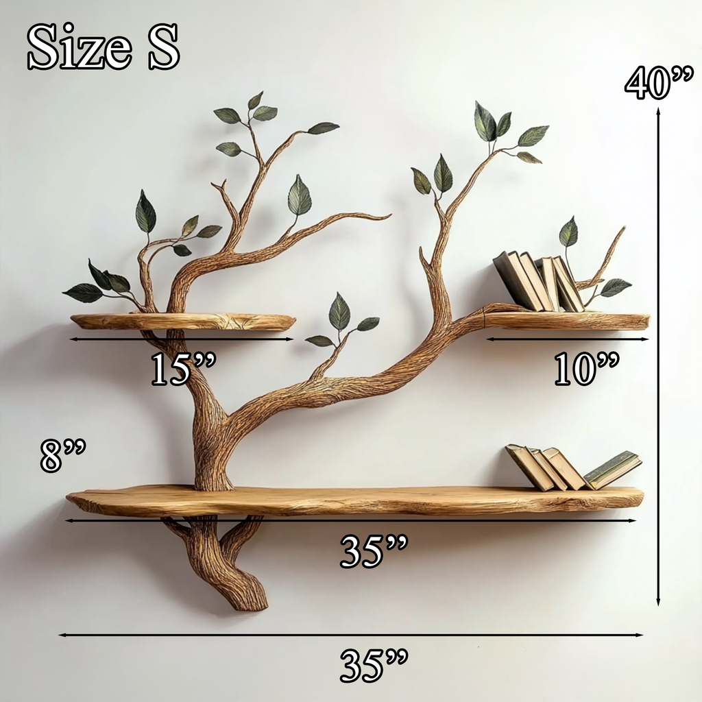 Wood Bookcase Branch Tree Shelf Decor Room
