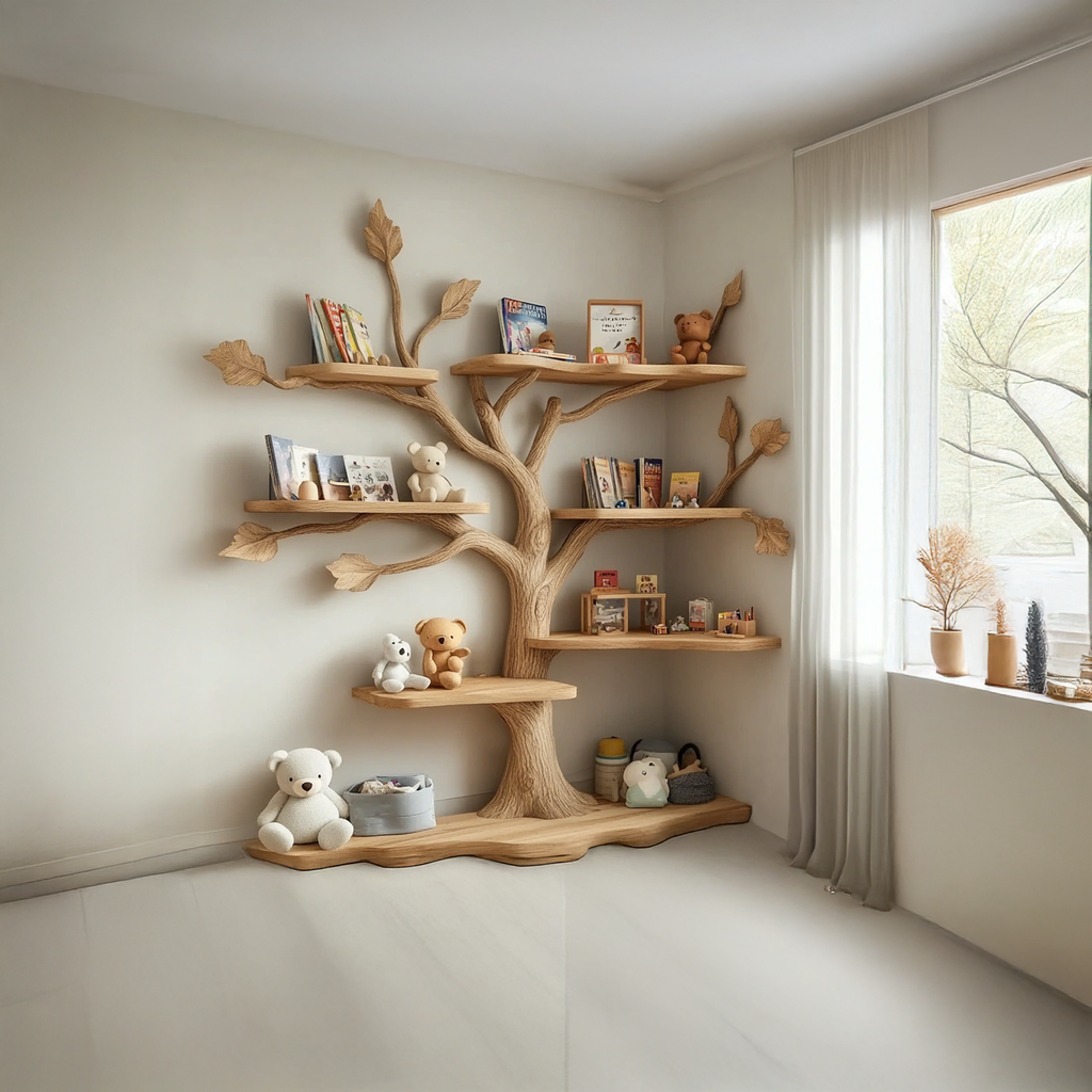 Tree Kids Bookshelf Natural Trees Handmade Baby Room Decor