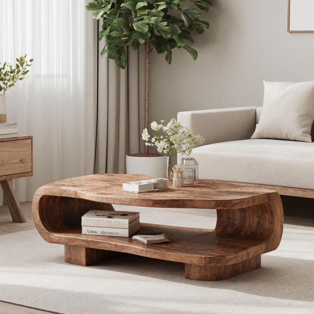 Farmhouse Wooden Coffee Table For Entryway Accent CTHCH024